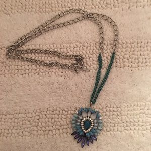 Aria 36” Silver Toned Jeweled Necklace EUC